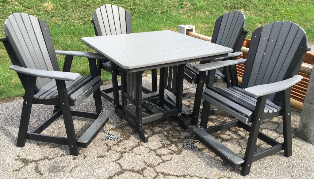 Poly 44″ Square Counter Height Table and Adirondack Chair Set
