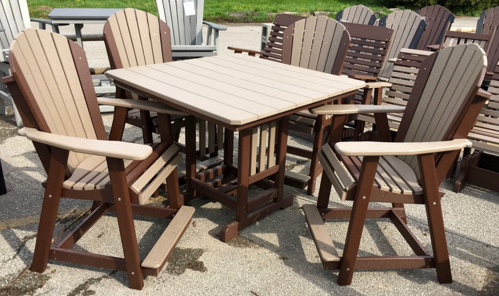 Poly 44″ Square Counter Height Table and Adirondack Chair Set