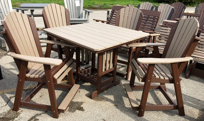 Poly 44″ Square Counter Height Table and Adirondack Chair Set