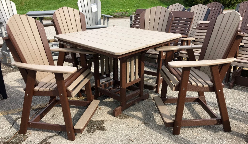 Poly 44″ Square Counter Height Table and Adirondack Chair Set