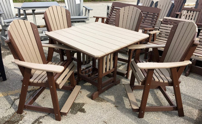 Poly 44″ Square Counter Height Table and Adirondack Chair Set