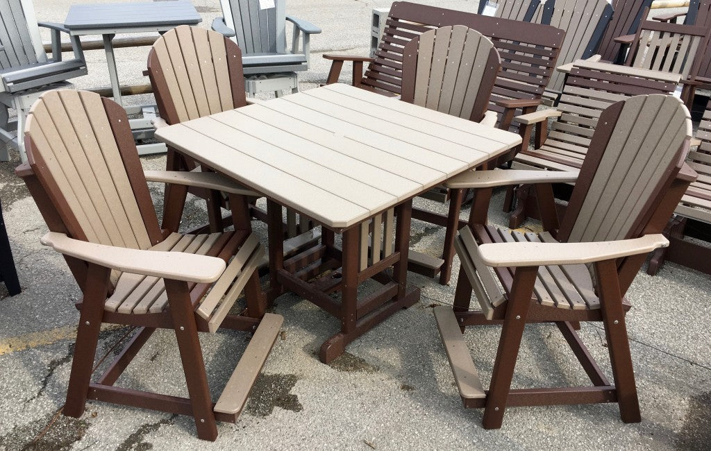 Poly 44″ Square Counter Height Table and Adirondack Chair Set