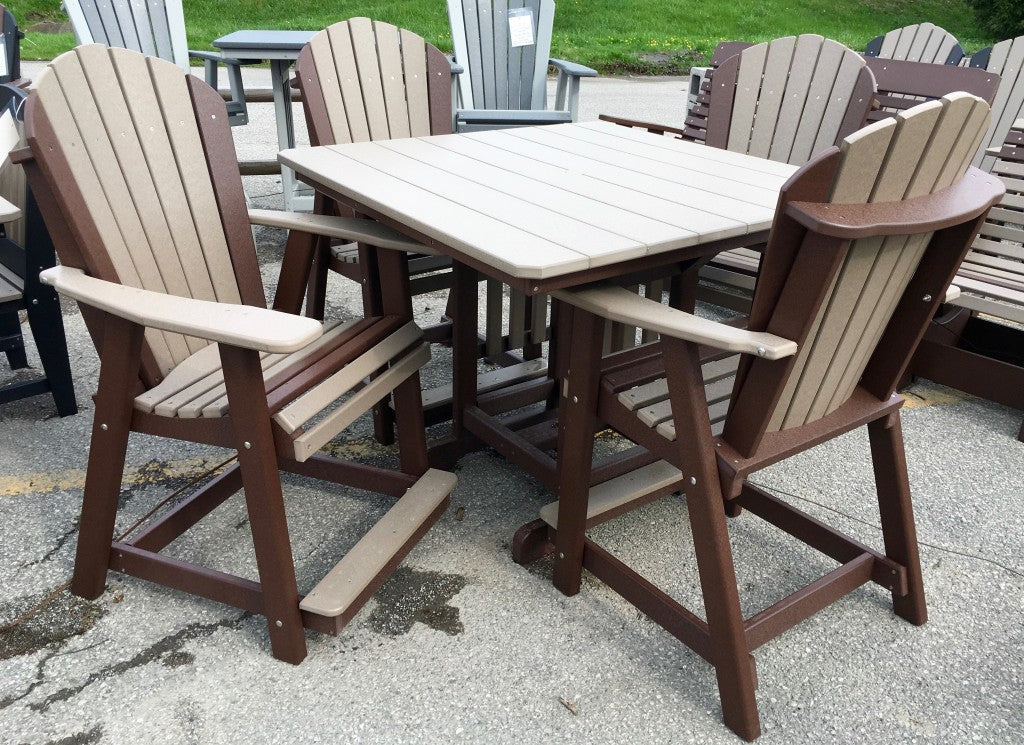 Poly 44″ Square Counter Height Table and Adirondack Chair Set