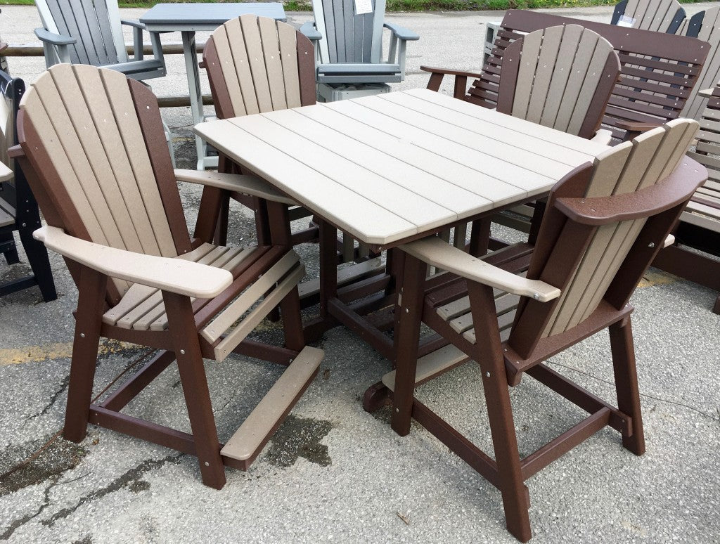 Poly 44″ Square Counter Height Table and Adirondack Chair Set
