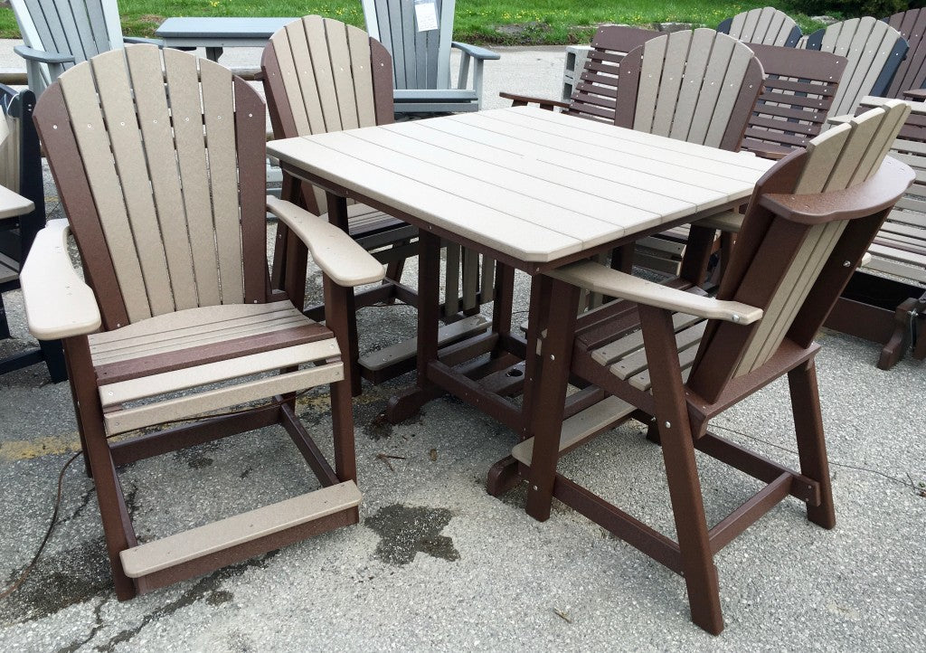 Poly 44″ Square Counter Height Table and Adirondack Chair Set