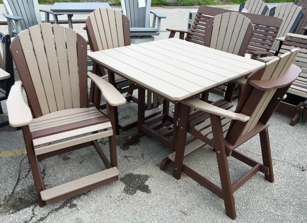 Poly 44″ Square Counter Height Table and Adirondack Chair Set