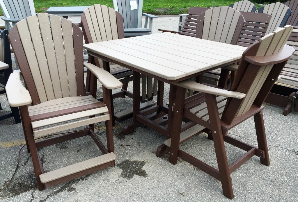 Poly 44″ Square Counter Height Table and Adirondack Chair Set
