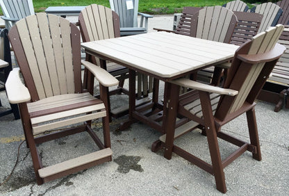Poly 44″ Square Counter Height Table and Adirondack Chair Set