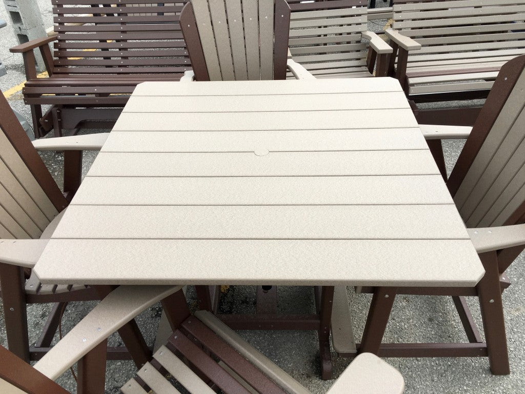 Poly 44″ Square Counter Height Table and Adirondack Chair Set