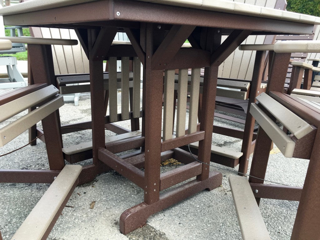 Poly 44″ Square Counter Height Table and Adirondack Chair Set