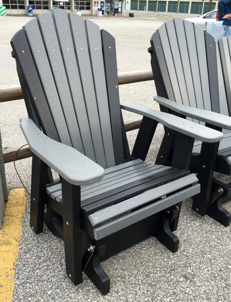 Poly 2′ Adirondack Glider in Dark Gray on Black