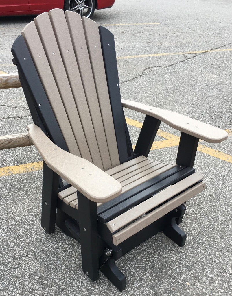 Poly 2′ Adirondack Glider in Weathered Wood on Black