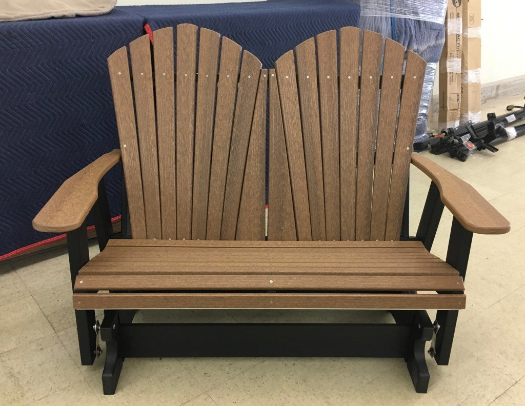 Poly 4′ Adirondack Glider in Antique Mahogany on Black
