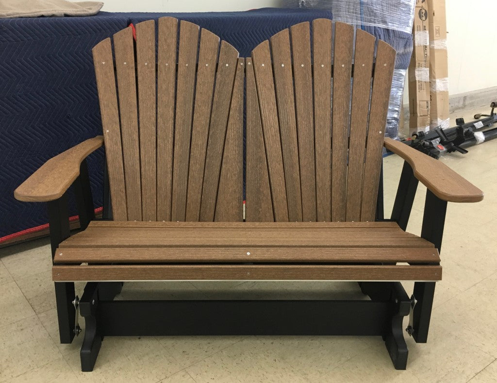 Poly 4′ Adirondack Glider in Antique Mahogany on Black