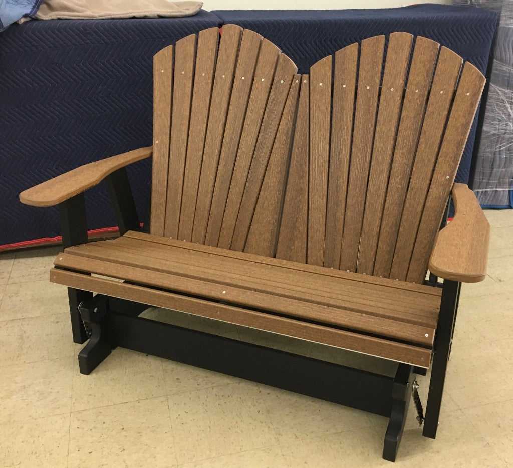 Poly 4′ Adirondack Glider in Antique Mahogany on Black