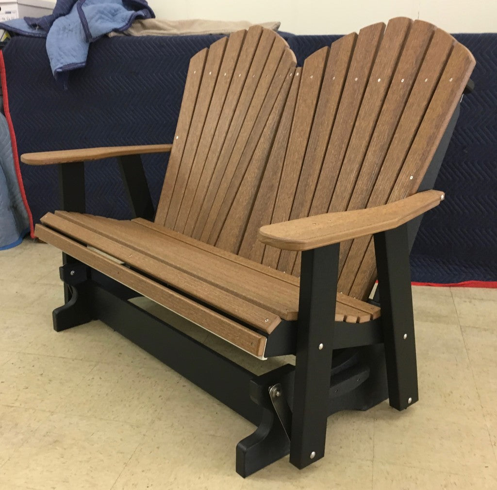 Poly 4′ Adirondack Glider in Antique Mahogany on Black