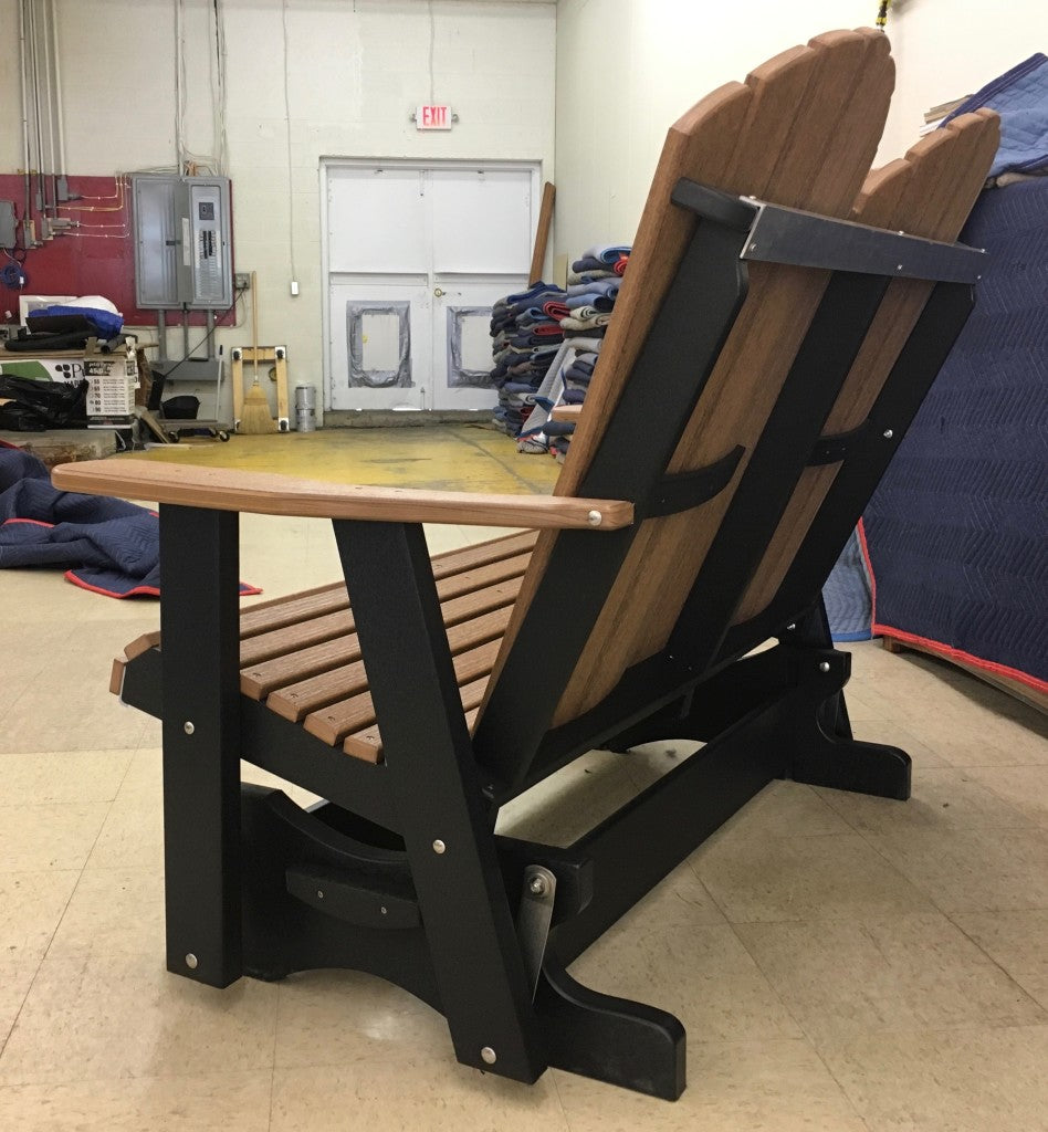 Poly 4′ Adirondack Glider in Antique Mahogany on Black