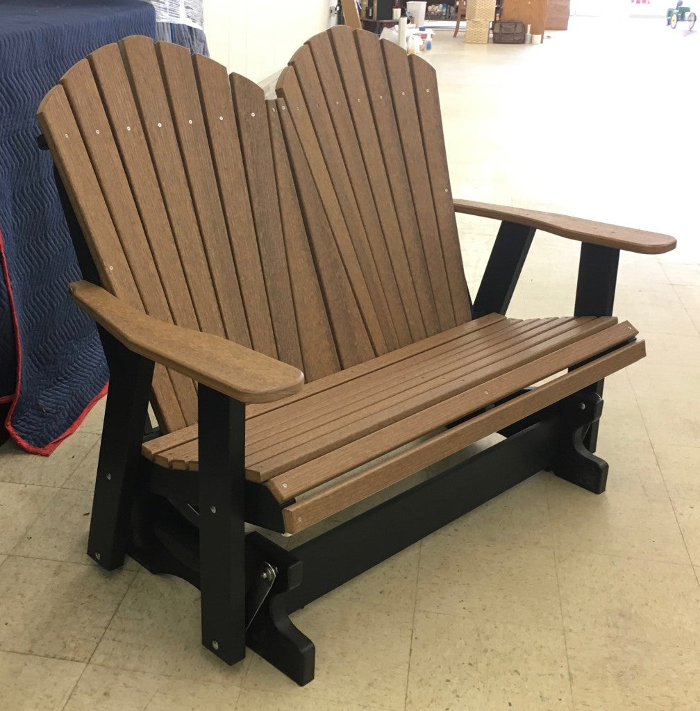 Poly 4′ Adirondack Glider in Antique Mahogany on Black