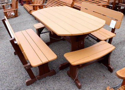 Poly Deluxe Oval Picnic Table Set with Benches
