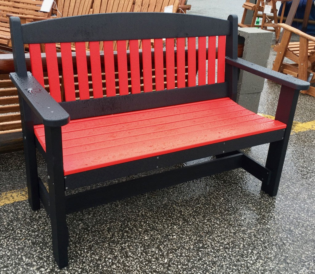 Poly 4′ Garden Bench in Bright Red on Black