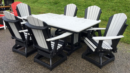 44″ x 72″ Rectangular Regular Height Table and Adirondack Swivel Chair Set