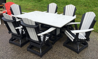 44″ x 72″ Rectangular Regular Height Table and Adirondack Swivel Chair Set