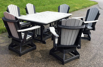 44″ x 72″ Rectangular Regular Height Table and Adirondack Swivel Chair Set