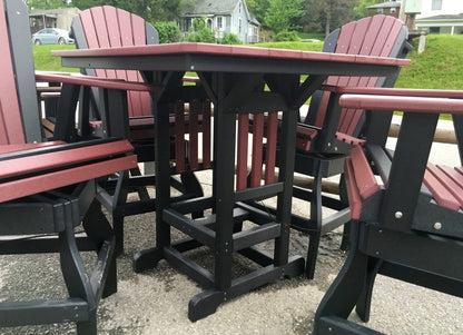 Poly 44″ Square Bar Height Table and Adirondack Swivel Bar Stool Set