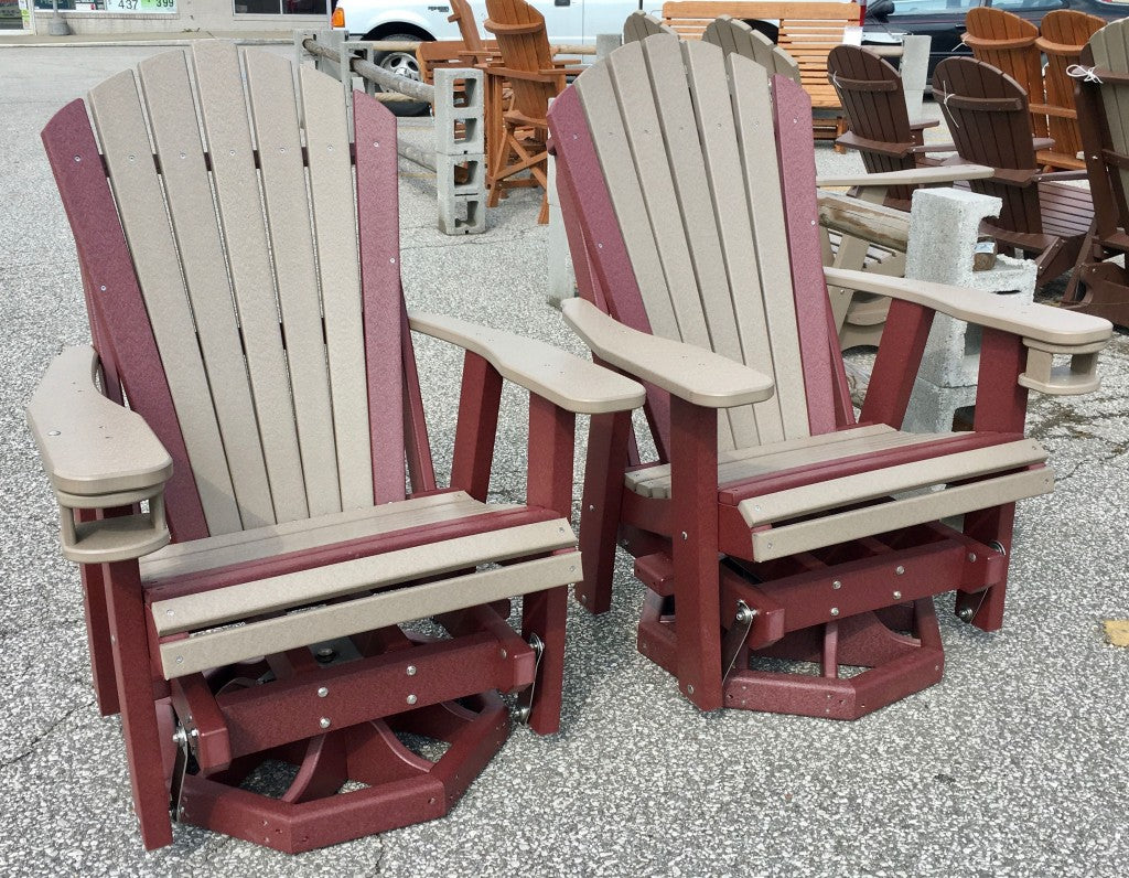 Poly 2′ Adirondack Swivel Glider in Weathered Wood on Cherry