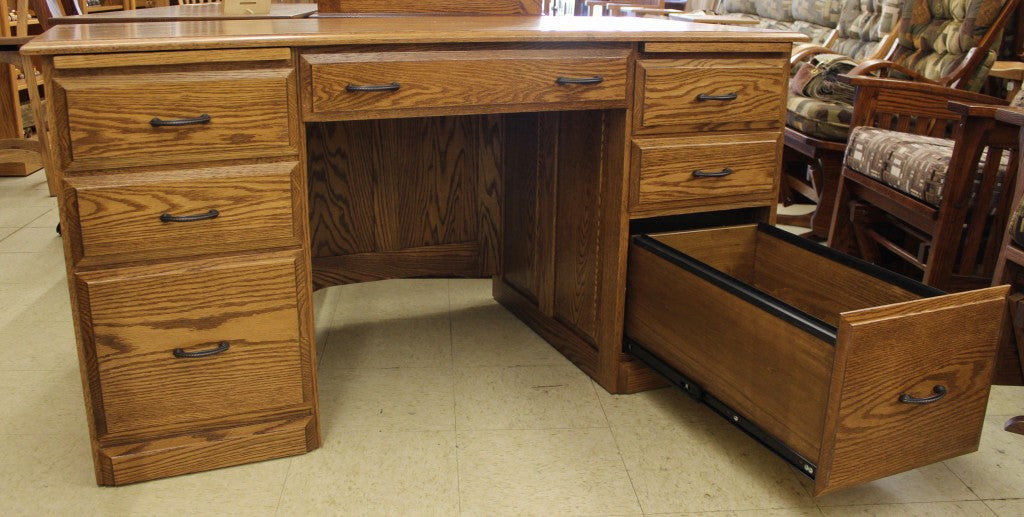 58″ Traditional Double Pedestal Executive Desk