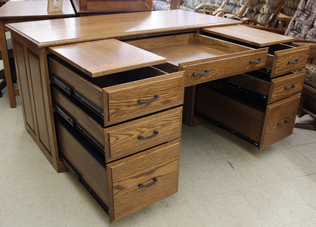 58″ Traditional Double Pedestal Executive Desk