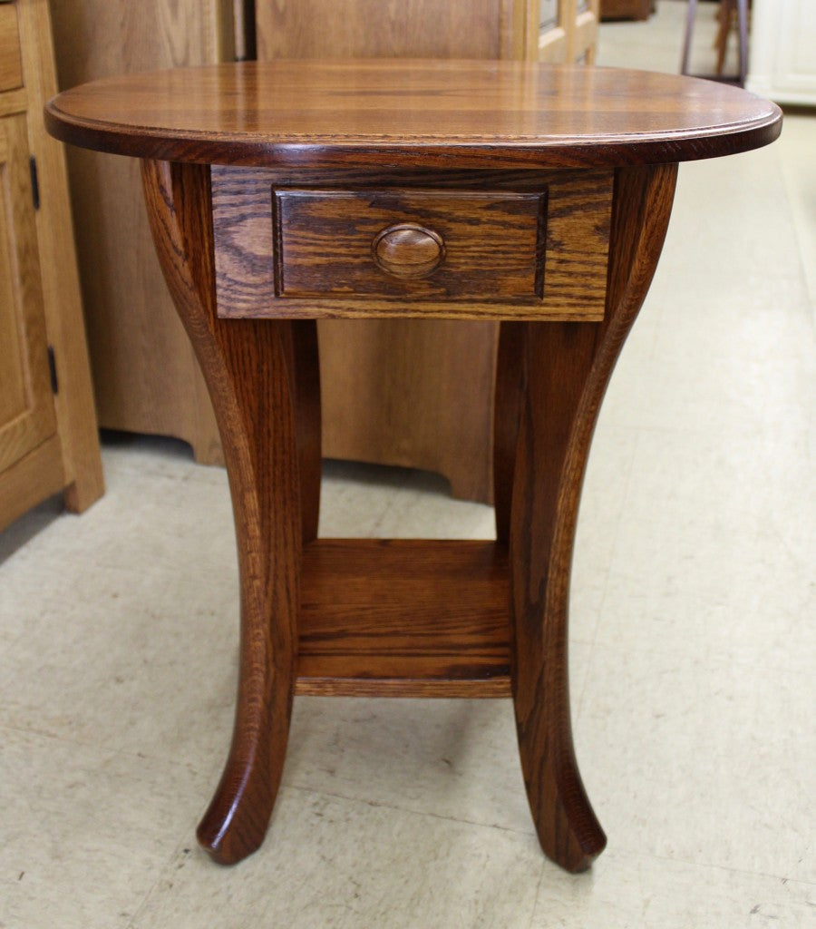 Curved Leg End Table With Drawer