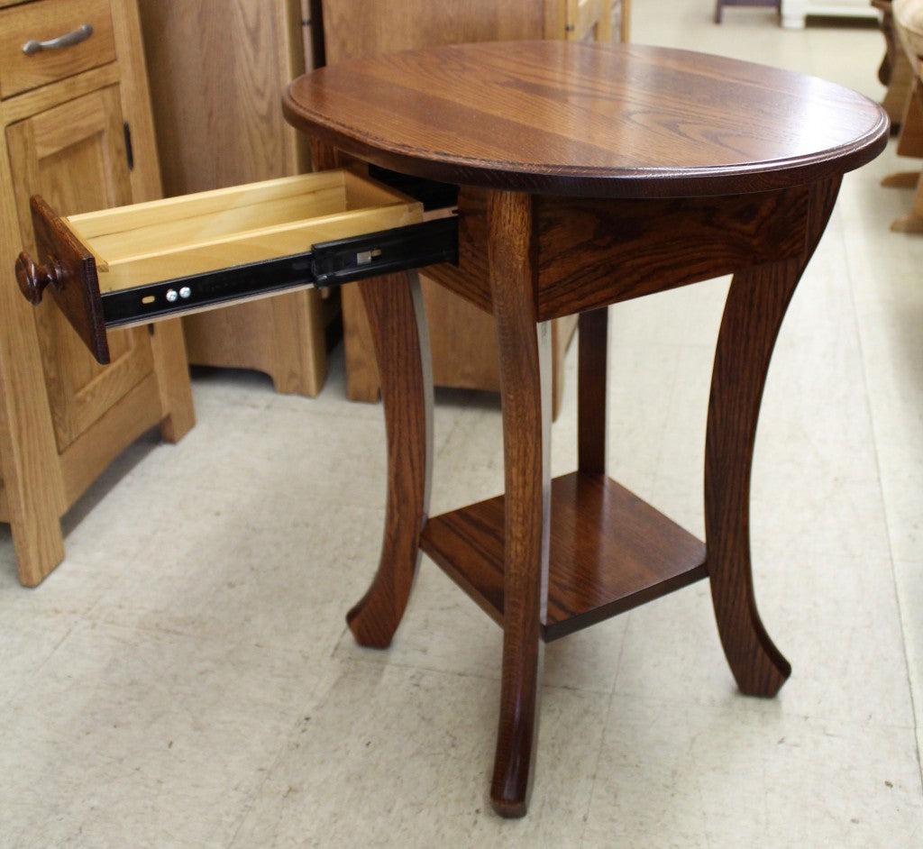 Curved Leg End Table With Drawer
