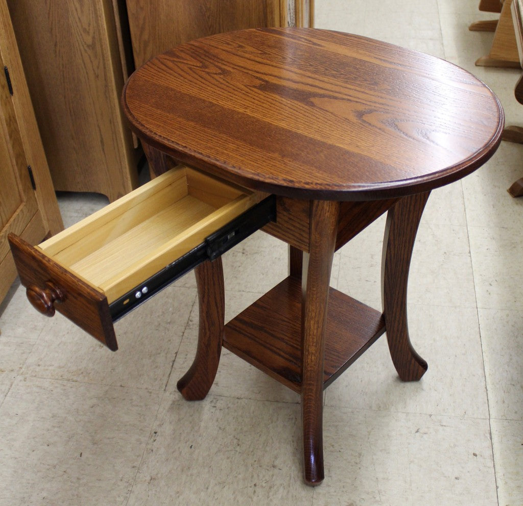 Curved Leg End Table With Drawer