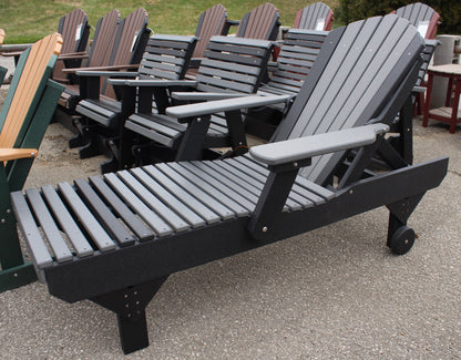 Poly Adirondack Chaise Lounge in Dark Gray on Black