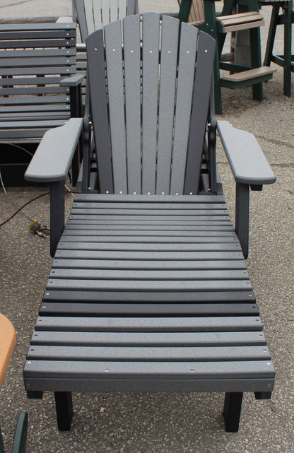 Poly Adirondack Chaise Lounge in Dark Gray on Black