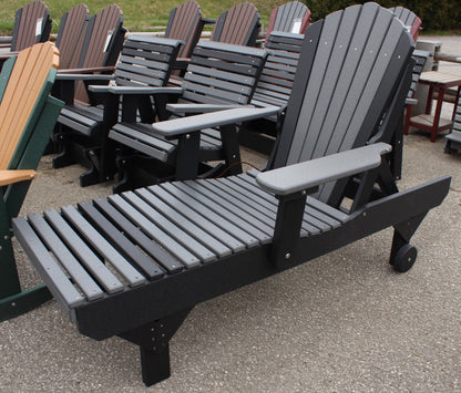 Poly Adirondack Chaise Lounge in Dark Gray on Black