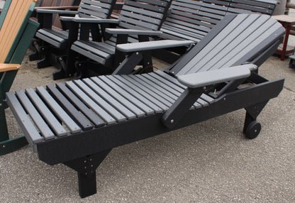 Poly Adirondack Chaise Lounge in Dark Gray on Black