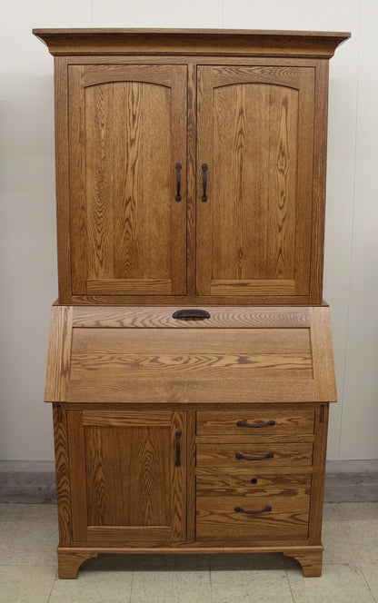Deluxe Mission Secretary Desk with Hutch Top