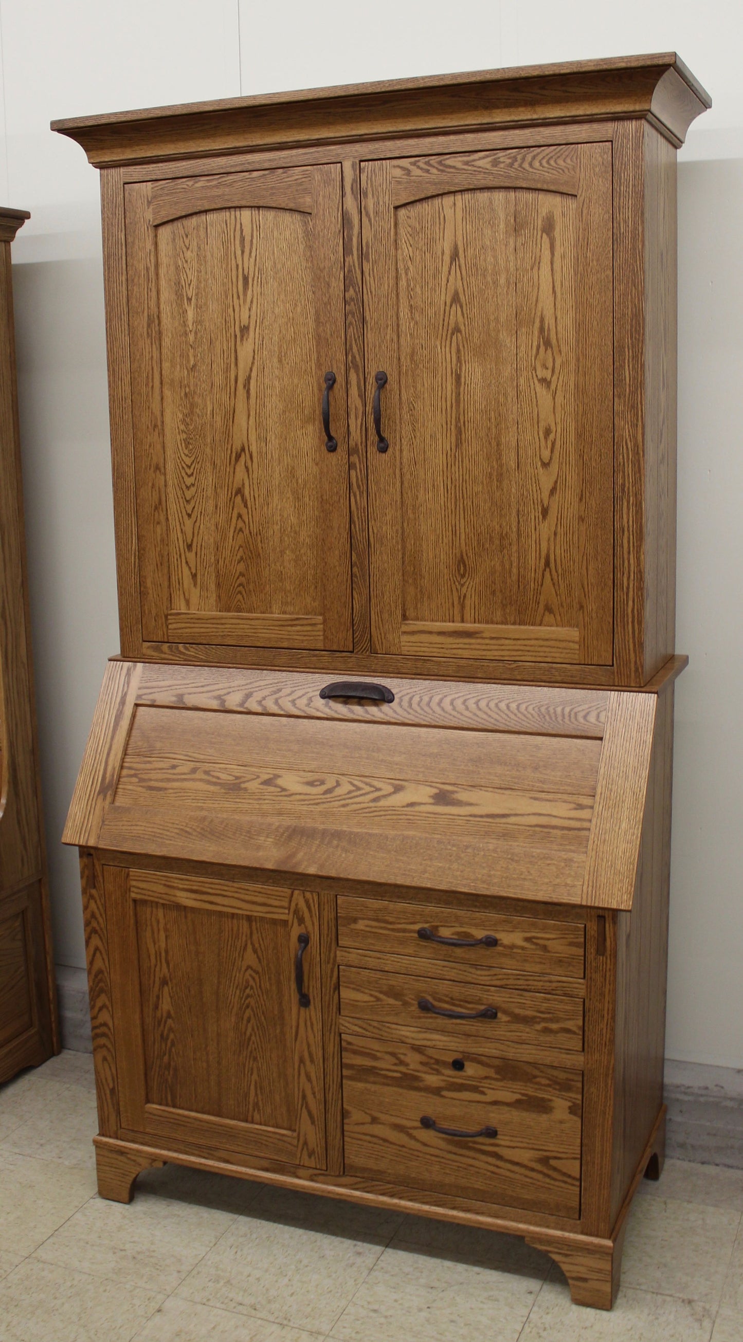 Deluxe Mission Secretary Desk with Hutch Top