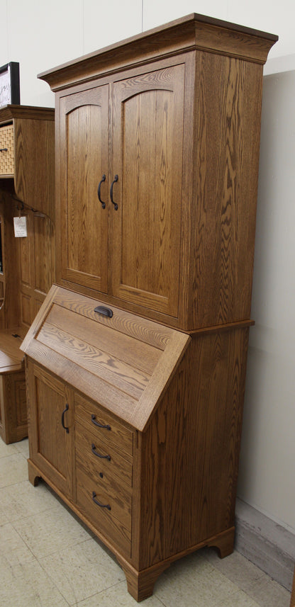 Deluxe Mission Secretary Desk with Hutch Top