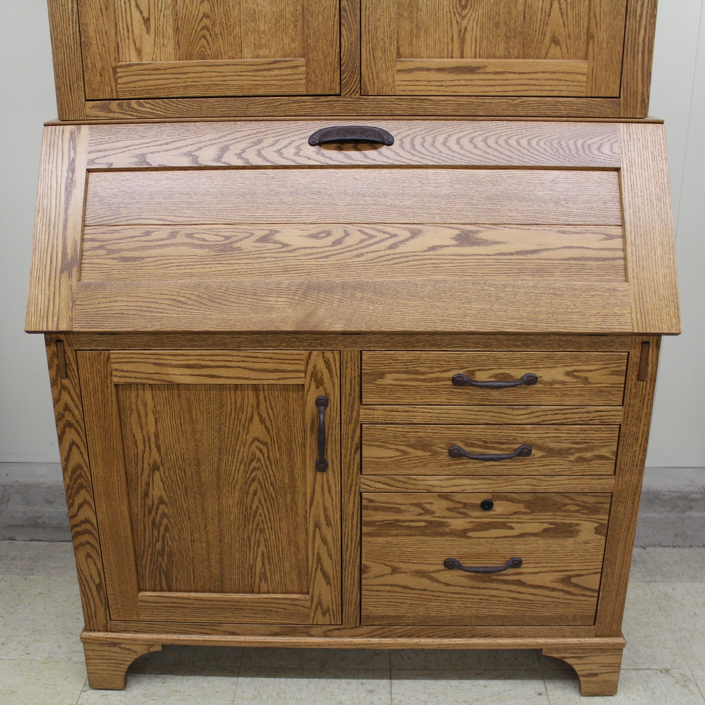 Deluxe Mission Secretary Desk with Hutch Top