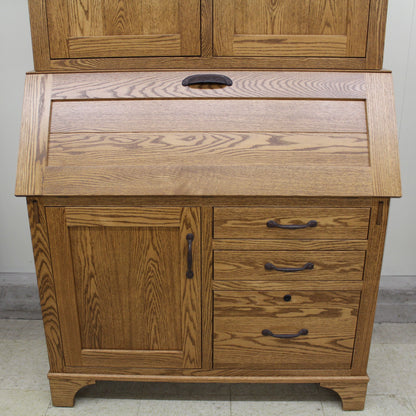 Deluxe Mission Secretary Desk with Hutch Top