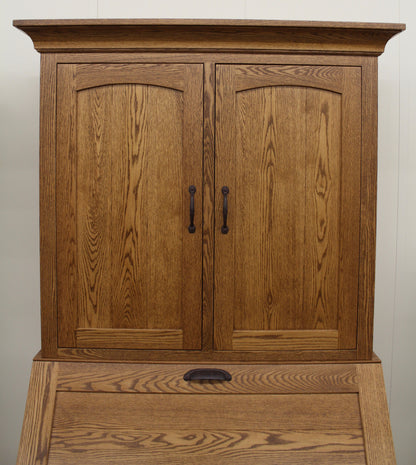 Deluxe Mission Secretary Desk with Hutch Top