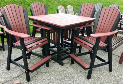 Poly 44″ Square Bar Height Table and Adirondack Chair Set