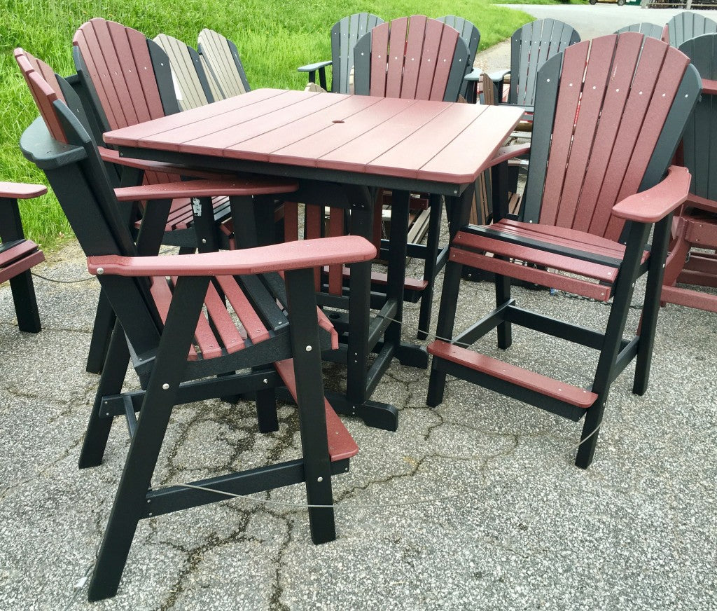Poly 44″ Square Bar Height Table and Adirondack Chair Set