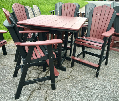 Poly 44″ Square Bar Height Table and Adirondack Chair Set