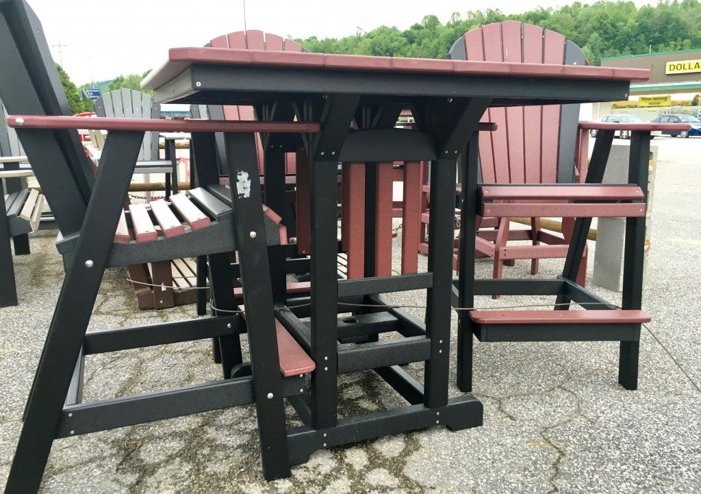 Poly 44″ Square Bar Height Table and Adirondack Chair Set