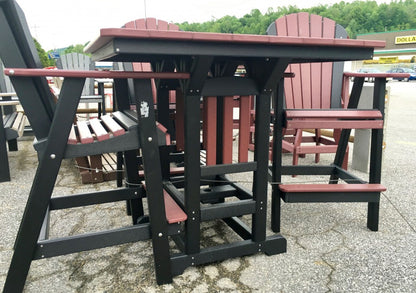 Poly 44″ Square Bar Height Table and Adirondack Chair Set