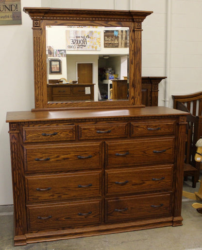 Traditional Deluxe High Dresser with Mirror- 66" Wide